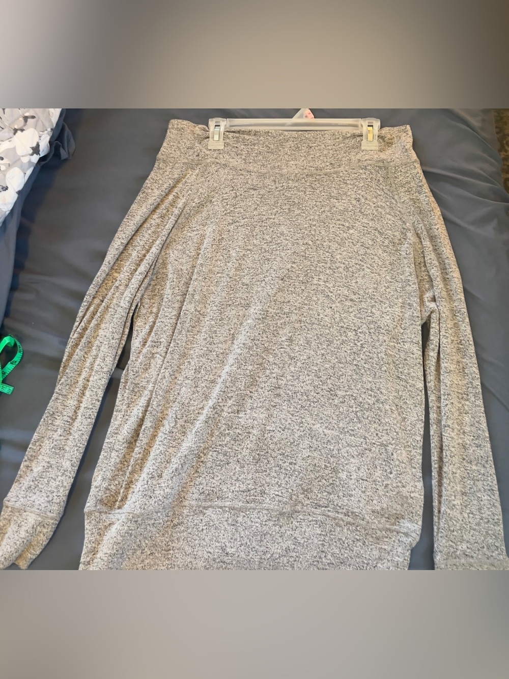 Women's Gray Knit Off Shoulder Sweater